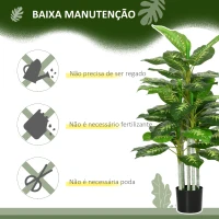 HOMCOM Planta Artificial de 120 cm com 53 Folhas Realistas e Vaso de Cimento Planta Sintética Decoração para Casa Verde(m-6)
