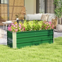 Outsunny Fioriera da Giardino Senza Fondo con 2 Aree di Coltivazione, in Acciaio, 125x47x40 cm, Verde(m-7)