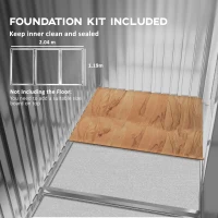 Outsunny Magazie Grădină Metalică cu Orificii de Ventilație și Ușă Culisantă Dublă pentru Grădinarit și DIY, 213x130x185 cm, Maro(m-7)