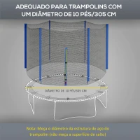 SPORTNOW Rede de Segurança para Trampolim Ø305 cm para Exterior e Porta com Fecho de Correr para 6 Postes Azul(m-4)