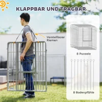 PawHut Haustiergehege, Hundezaun, Haustierspielplatz, flexibel anpassbar, rostfreier Stahl(m-6)