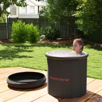 SPORTNOW 300L Outdoor Ice Bath Tub, with Lid, Cover, Carry Bag, Black(m-2)