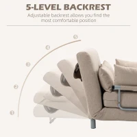 HOMCOM Canapea Extensibila 2 Locuri – Material Crem cu 4 Perne(m-5)