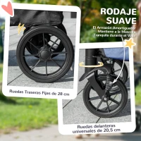 PawHut Cochecito Plegable para Mascotas con Ventanas de Malla Cojín Acolchado para Perros de hasta 30 kg 124x67x100 cm Azul(m-6)