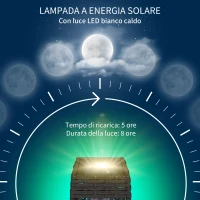 Outsunny Lampada Solare da Giardino con Illuminazione LED, in Acciaio e Rattan PE, 20x20x68 cm, Grigio(m-5)