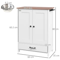 PawHut Pet Feeding Station with Raised Dog Bowls, Adjustable Panel, Hooks, White(m-3)