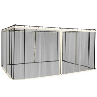 Outsunny Plasa de Tantari pentru Corturi cu Perdele de Rezerva Universale cu Balamale, 335x207cm - Negru / Bej(m-16)