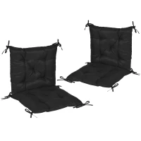 Outsunny Conjunto de 2 Almofadas de Cadeira 50x98x8 cm Almofadas de Cadeira de Exterior para Jardim Terraço Varanda Preto(m-8)