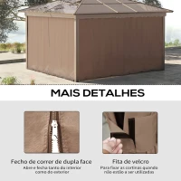 Outsunny 4 Paredes Laterais para Tenda 302x205 cm Laterais para Tenda Universal com Ganchos e Argola em C para Jardim Terraço Marrom(m-5)