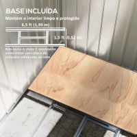 Outsunny Abrigo de Jardim 2,42 m 213x130x185 cm Abrigo de Jardim Metálico para Armazenamento com 2 Portas Deslizantes e 4 Janelas Cinza Claro(m-6)