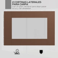 Outsunny Laterales para Carpa de Repuesto de Tela Oxford 2 Paneles de 295x195 cm con 1 Ventana para Carpas de 6x3 m 3x3 m Marrón(m-4)