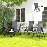 Outsunny Set 4 Sedie da Giardino Pieghevoli e Traspiranti con Braccioli, in Acciaio e Poliestere, 56x69x106 cm, Grigio(m-9)