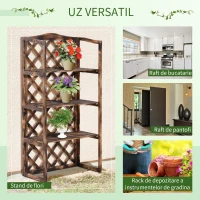 Outsunny Raft Ghivece pentru Plante cu 3 Etajere din Lemn de Brad, 80x40x150 cm(m-4)