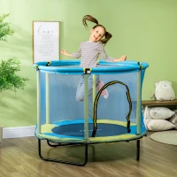 ZONEKIZ 55" Kids Trampoline, Bungee Gym, with Safety Net, for Ages 3-10 Years - Blue(m-2)