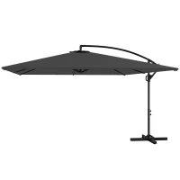 Outsunny Ombrellone da Giardino a Braccio 2.8x3.8 m Girevole a 360° e Inclinabile, Apertura a Manovella, Grigio(m-10)