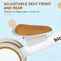 AIYAPLAY Kids Balance Bike for 1-3 Years Old with Adjustable Seat, Silent Wheels, White(m-5)