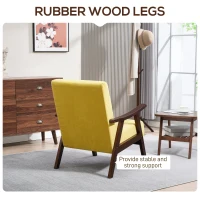 HOMCOM Nordic Accent Chair, Upholstered Velvet Armchair with Solid Wood Frame and Soft Thick Padded for Living Room, Bedroom, Champagne(m-5)