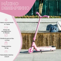 AIYAPLAY Trotinete Elétrica para Crianças Máx. 6 km/h Motor 80 W Autonomia Máxima 8 km com Luzes LED Travão Traseiro Rosa(m-8)