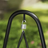 Outsunny Rattan Swing Chair, Outdoor Garden Hanging Swing Seat with Stand and Seat Cushion, Porch Hanging Chair for Balcony, Garden, Deck, Light Grey(m-8)