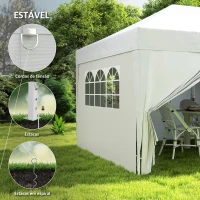 Outsunny Tenda Dobrável 5,90x2,95 m Tenda de Jardim com 6 Paredes Laterais Impermeável Anti-UV e Bolsa de Transporte Branco(m-6)
