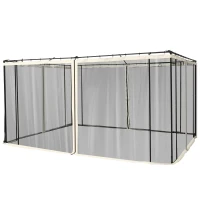 Outsunny Plasa de Tantari pentru Corturi cu Perdele de Rezerva Universale cu Balamale, 335x207cm - Negru / Bej(m-1)