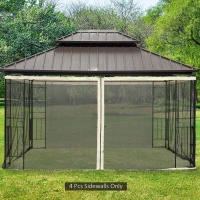 Outsunny Plasa de Tantari pentru Corturi cu Perdele de Rezerva Universale cu Balamale, 335x207cm - Negru / Bej(m-15)
