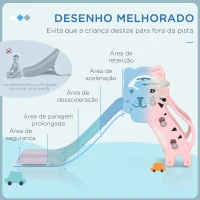 AIYAPLAY Escorrega para Crianças 2 em 1 com 2 Degraus Cesta de Basquetebol e Desenho de Tigre para Interior 133x60x70 cm Rosa(m-6)