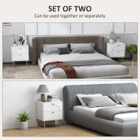 HOMCOM 2-Drawer Bedside Table Set of 2 - White(m-4)