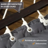 Outsunny Amaca da Giardino Portatile con Cuscino Integrato, in Cotone, Poliestere e Acciaio, 368x93x110 cm, Grigio Scuro(m-8)