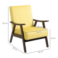 HOMCOM Nordic Accent Chair, Upholstered Velvet Armchair with Solid Wood Frame and Soft Thick Padded for Living Room, Bedroom, Champagne(m-3)