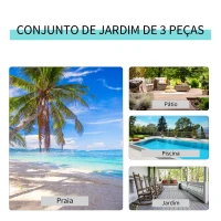 Outsunny Conjunto de 2 Espreguiçadeiras de Jardim 59x169x66 cm com Mesa 41x41x45 cm  Vidro Temperado Apoio de Braços Cinzento(m-7)