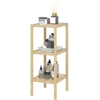 HOMCOM Three-Tier Bamboo Bathroom Shelf - Natural Finish(m-11)