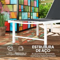 Outsunny Espreguiçadeira Reclinável de Jardim com Rodas Encosto Ajustável em 5 Níveis e Estrutura de Aço 166x60x84 cm Cinzento(m-6)
