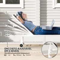 Outsunny Espreguiçadeira Reclinável de Jardim com Rodas Encosto Ajustável em 5 Níveis e Estrutura de Aço 166x60x84 cm Cinzento(m-4)