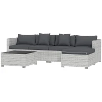 Outsunny 6 Pieces Rattan Corner Sofa Set - Mixed Grey(m-11)