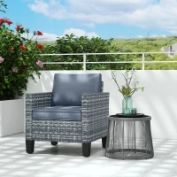 Outsunny Single Rattan Armchair, with Cushions - Light Grey(m-2)