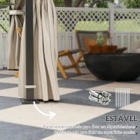 Outsunny Pérgola de Jardim 3,7x3 m com Telhado Duplo Cortinas Laterais e Mosquiteiras Resistente à Água e Anti-UV Bege(m-7)