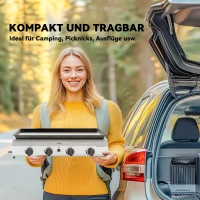 Outsunny Gasgrill 8000BTU/2,4 KW Grillwagen inkl 4 Edelstahl-Brenner Druckminderer 44 x 44,5 x 19 cm Silber+Schwarz(m-6)