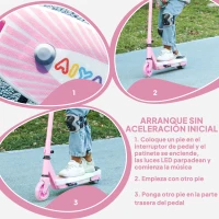 AIYAPLAY Patinete Eléctrico para Niños de 4 a 7 Años con Luces Ruedas Auxiliares y Freno de Pie Velocidad Máxima de 6 km/h Rosa(m-6)