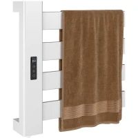 HOMCOM Toallero Eléctrico de Pared para Baño con 4 Barras Calentamiento Rápido Wi-Fi y Pantalla Táctil 47,5x9,5x49 cm Blanco(m-10)