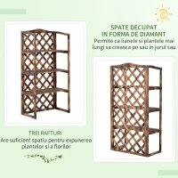 Outsunny Raft Ghivece pentru Plante cu 3 Etajere din Lemn de Brad, 80x40x150 cm(m-6)