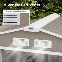 Outsunny Magazie Grădină Metalică cu Orificii de Ventilație și Ușă Culisantă Dublă pentru Grădinarit și DIY, 213x130x185 cm, Maro(m-6)