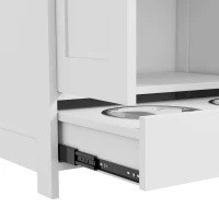 PawHut Pet Feeding Station with Raised Dog Bowls, Adjustable Panel, Hooks, White(m-9)