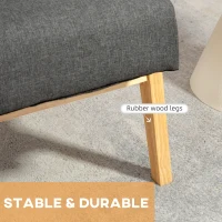 HOMCOM Set of 2 Accent Armchair, Living Room Chair, Wooden Upholstered Single Lounge Chair with Rubber Wood Legs and Padded Seat, Leisure Sofa Chair for Bedroom Office, Dark Grey(m-5)