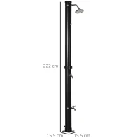 Outsunny Doccia Solare da 20L con Rubinetto Inferiore e Temperatura Regolabile, in Lega di Zinco, 15.5x15.5x222 cm, Nero(m-3)
