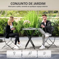 Outsunny Conjunto de Jardim de 3 Peças com Mesa Redonda Cadeiras Dobráveis e Desenho em Mosaico para Varanda Pátio Multicor(m-4)