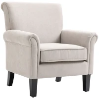 HOMCOM Poltrona Estofada em Tecido Poltrona Relax com Apoio para os Braços Assento Amovível e Lavável Pés de Madeira 79x78x87cm Cinza(m-10)