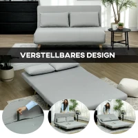 HOMCOM Slaapbank Relaxbank Bank Sofa, incl. 2 Kussens, Fluweel Look, 130 x 78 x 79 cm, Lichtgrijs(m-4)