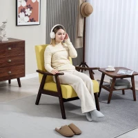 HOMCOM Nordic Accent Chair, Upholstered Velvet Armchair with Solid Wood Frame and Soft Thick Padded for Living Room, Bedroom, Champagne(m-2)