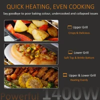 HOMCOM 16L Mini 1400W Countertop Oven - Black/Silver Tone(m-7)